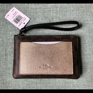 Coach Brown/Black Wristlet- NWT
